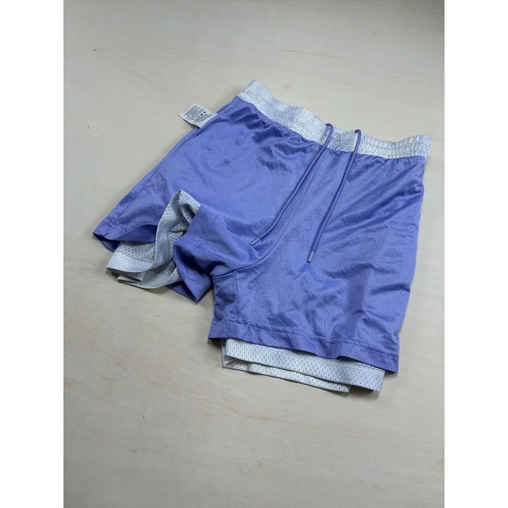 Nike Womens Abstract Cloud Tie Dye Mesh Athletic Shorts Purple White Small